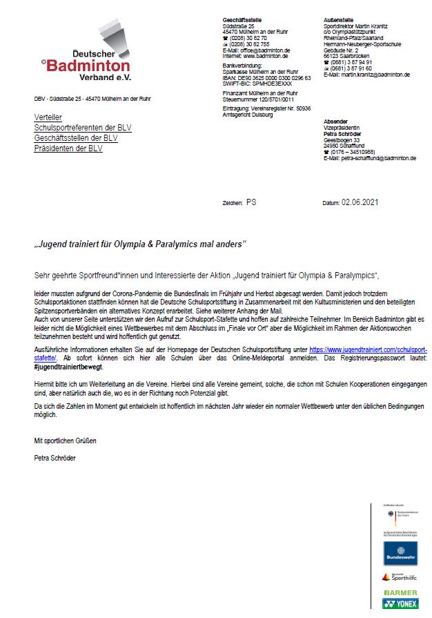 Anschreiben DBV JTFO 2021