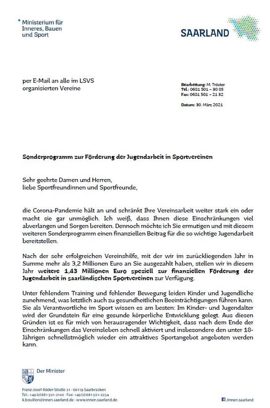 Sonderprogramm zur Frderung der Jugendarbeit in Sportvereinen Seite 1